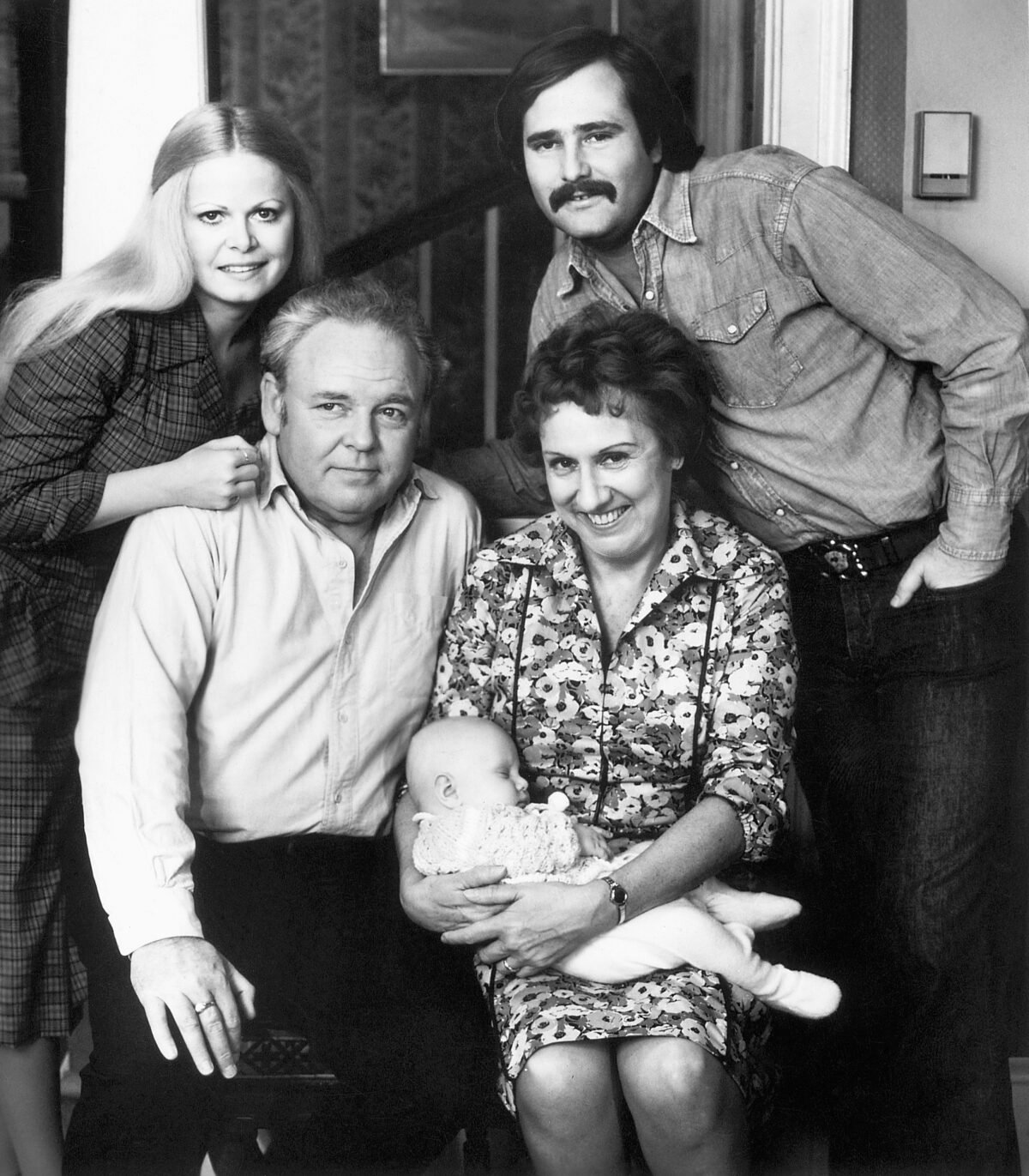The cast of All in the Family, Sally Struthers, Rob Reiner, Carroll O'Connor, and Jean Stapleton
