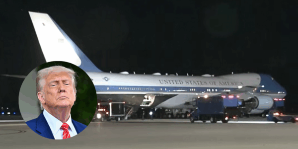 A plane carrying Donald Trump made a u-turn over the Atlantic