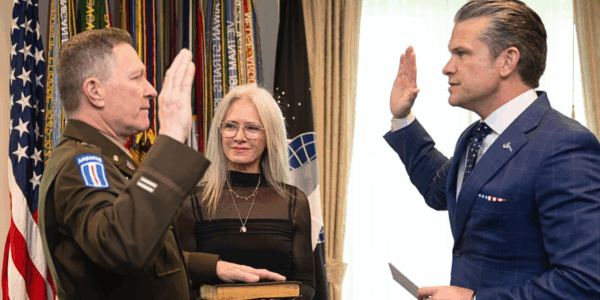 In a ceremony at the Department of War, Craig Morgan received a promotion in the Army Reserve, with Sec. of War Pete Hegseth administering the oath.