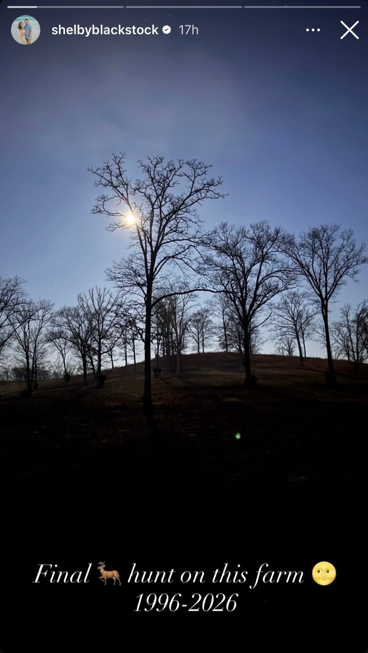 Shelby Blackstock shares a photo of the sunrise on the last day of deer season