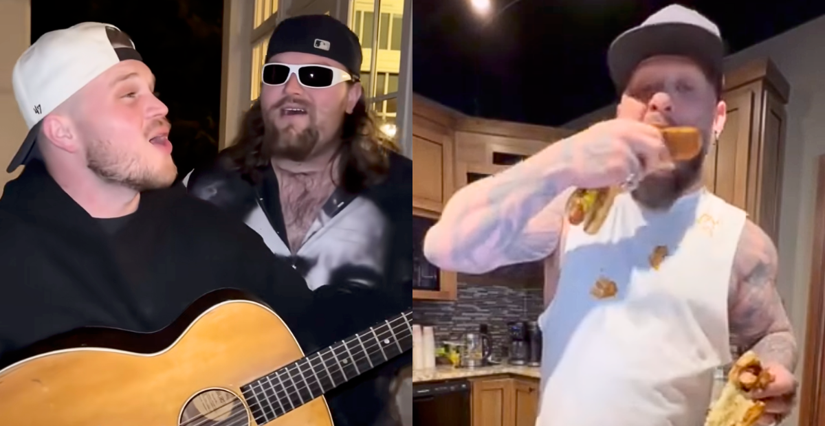 Zach Bryan and content creator Harley Carmichael posted a parody of Brantley Gilbert's Turning Point USA performance of "Dirt Road Anthem." Gilbert replied with a video of himself on Feb. 11, illustrating he can take a joke.