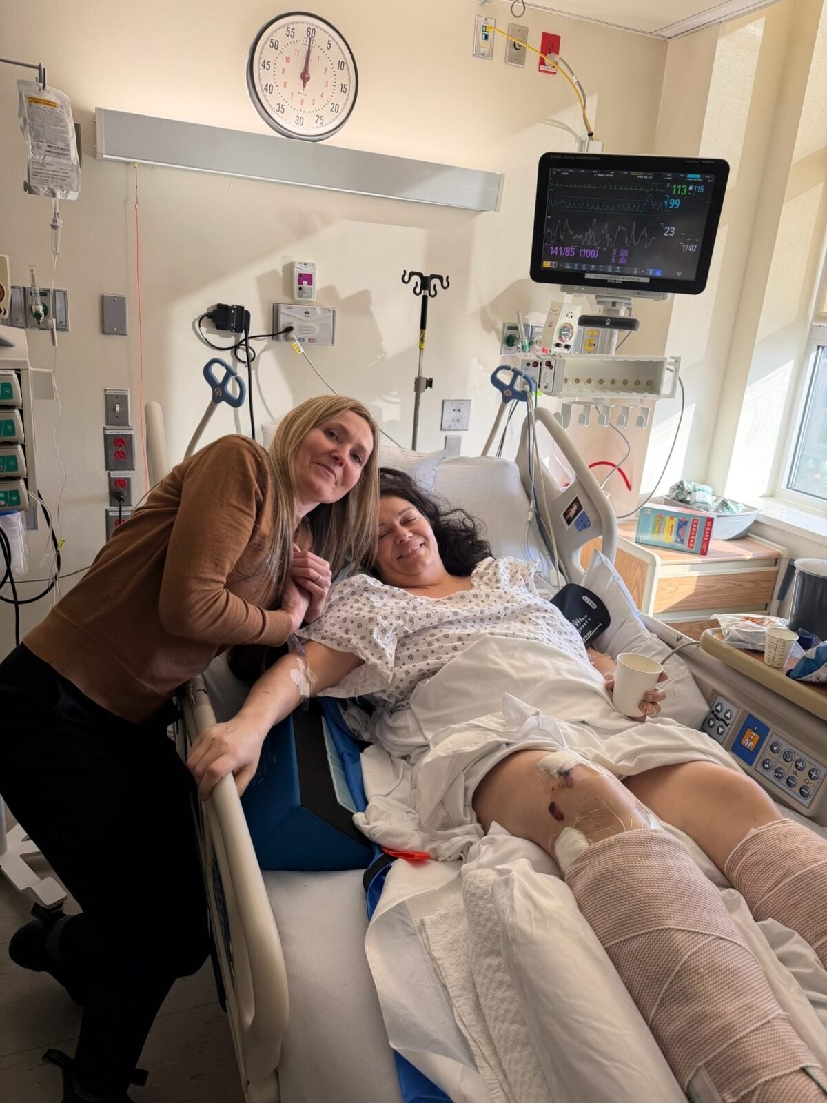 Solange Tremblay in a hospital bed 