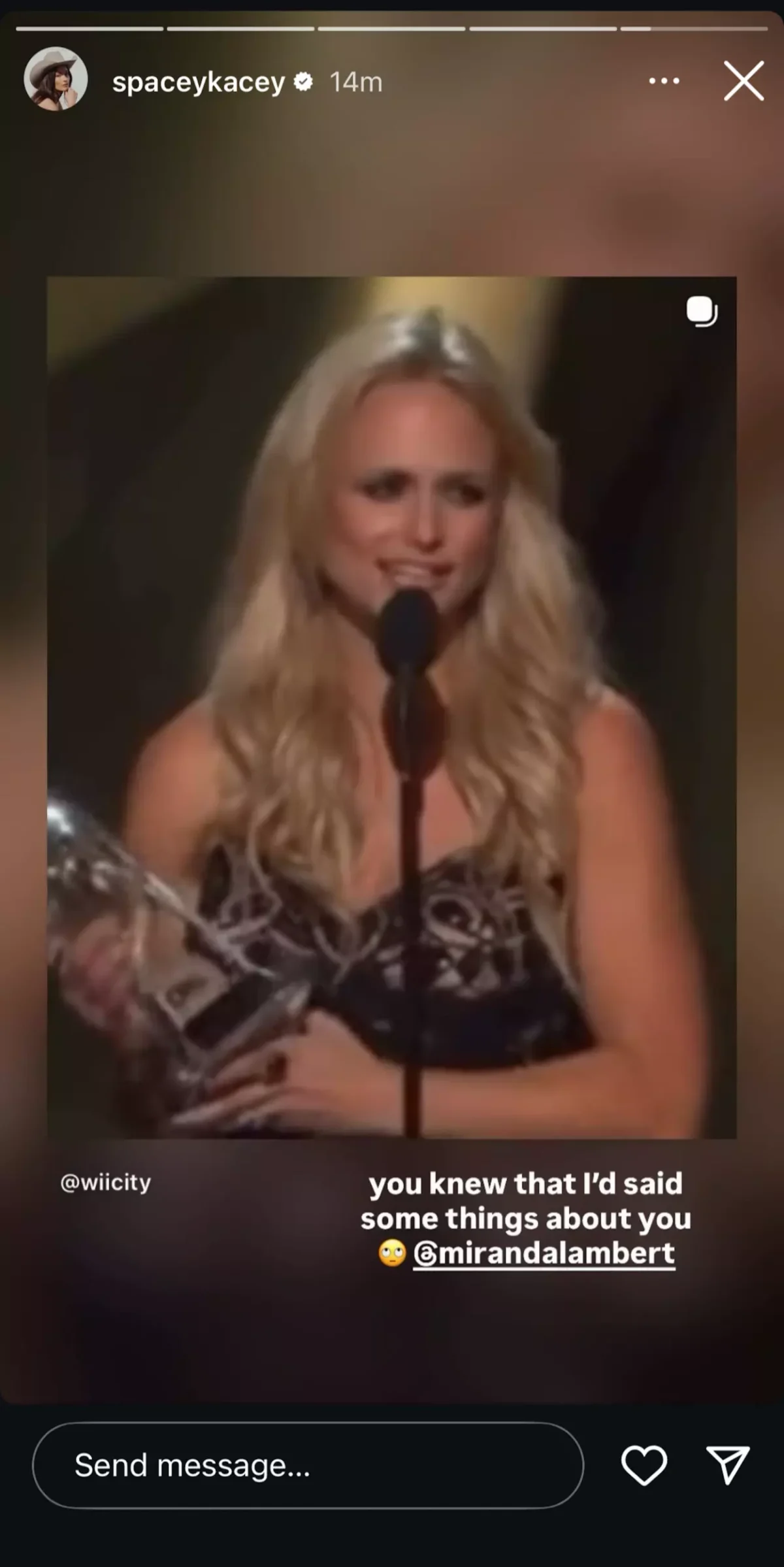 Kacey Musgraves' Instagram Story featuring Miranda Lambert
