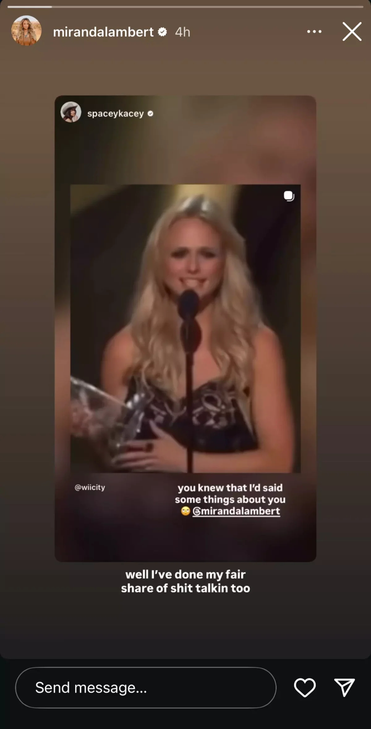 Miranda Lambert responds to Kacey Musgraves' Instagram Story