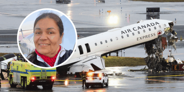 Solange Tremblay in front of an air canada plane