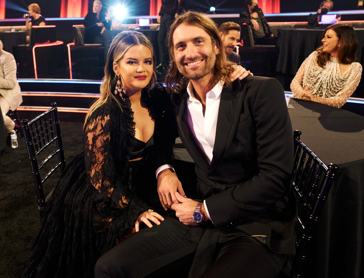 NASHVILLE, TENNESSEE - NOVEMBER 11: Maren Morris and Ryan Hurd attend the 54th Annual CMA Awards at Music City Center on November 11, 2020 in Nashville, Tennessee.