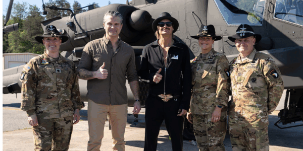 One month ago, Kid Rock had shared a controversial video of an Army helicopter flyby at his mansion. Now, he's on an official visit with helicopter pilots at the Department of War...