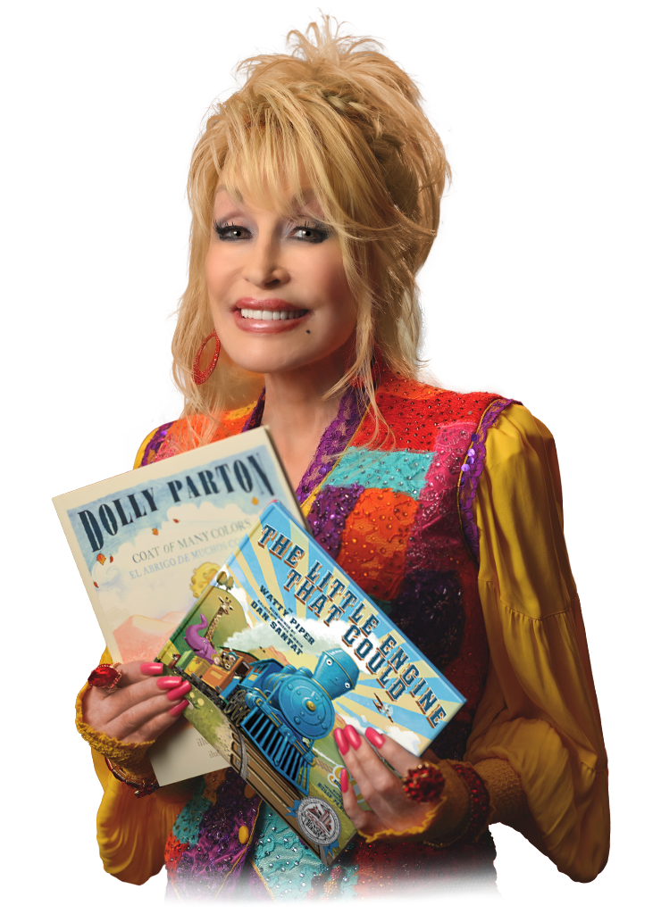dolly parton holding books for the imagination library