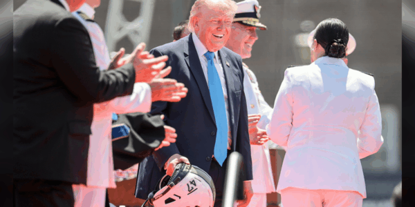 President Donald Trump delivered the commencement address at the United States Coast Guard Academy on May 20.