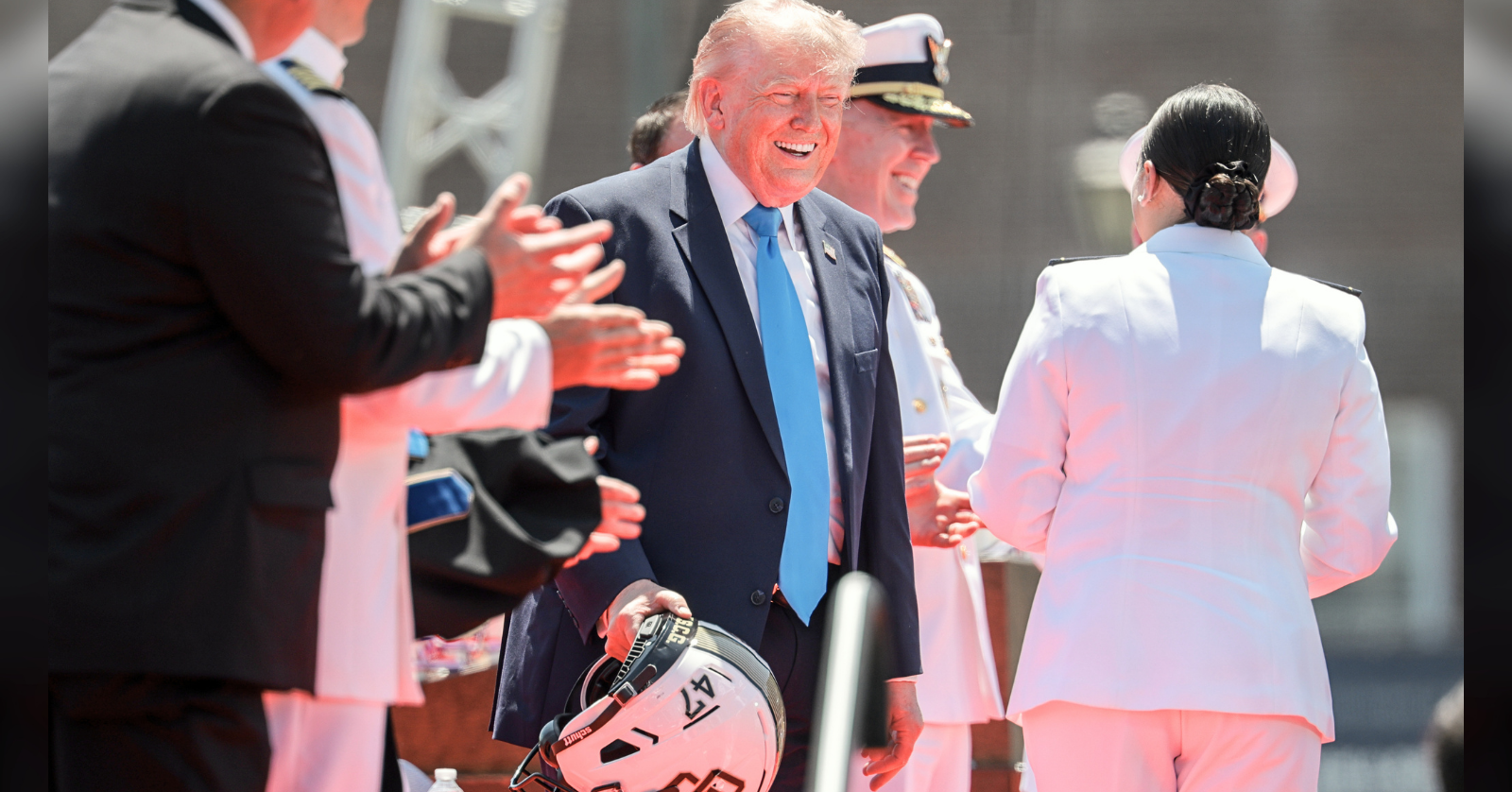President Donald Trump delivered the commencement address at the United States Coast Guard Academy on May 20.
