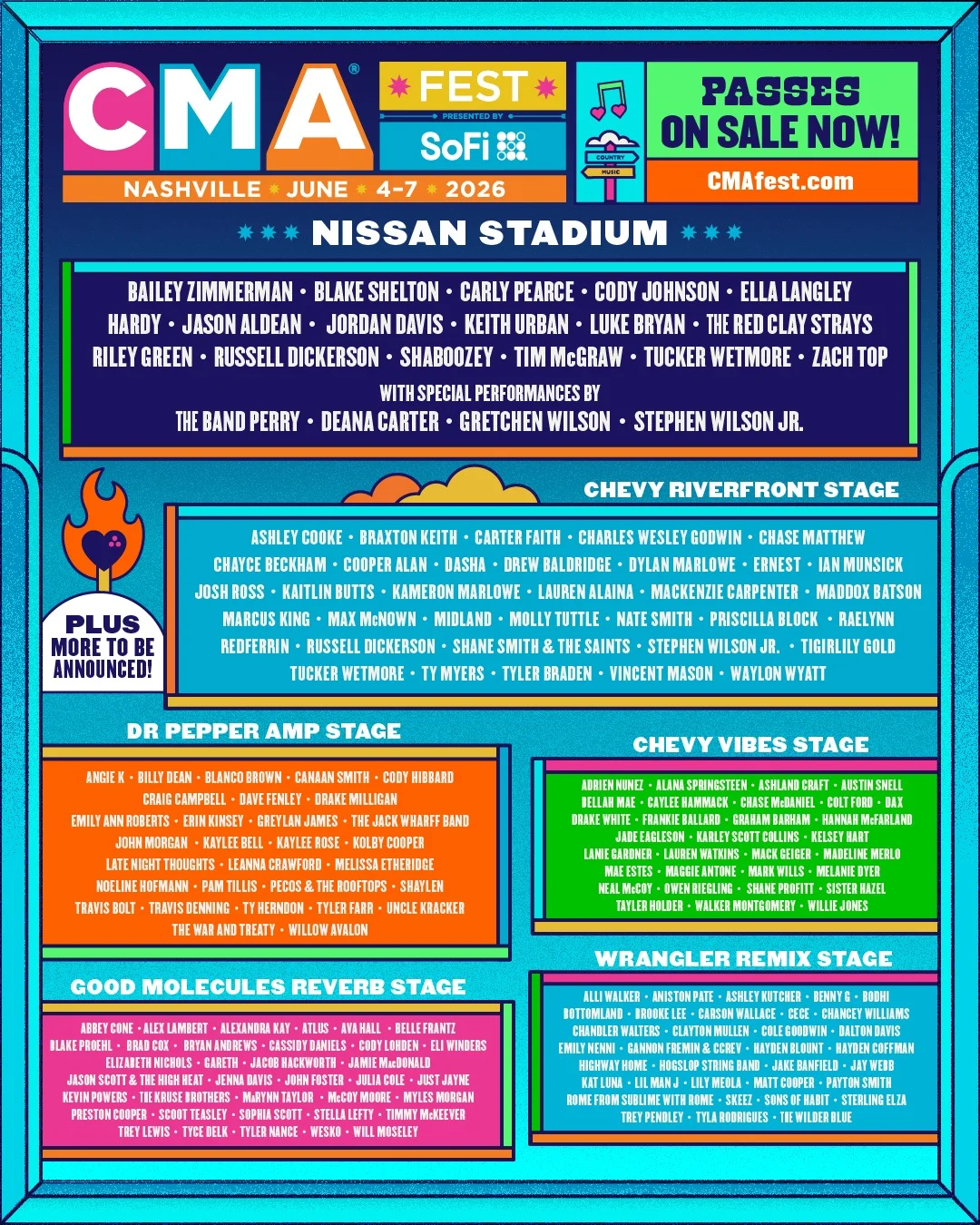 Full lineup for CMA Fest 2026
