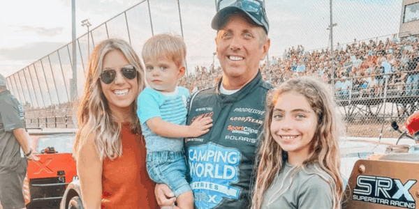 Greg Biffle and his wife Cristina, with their two kids Emma and Ryder