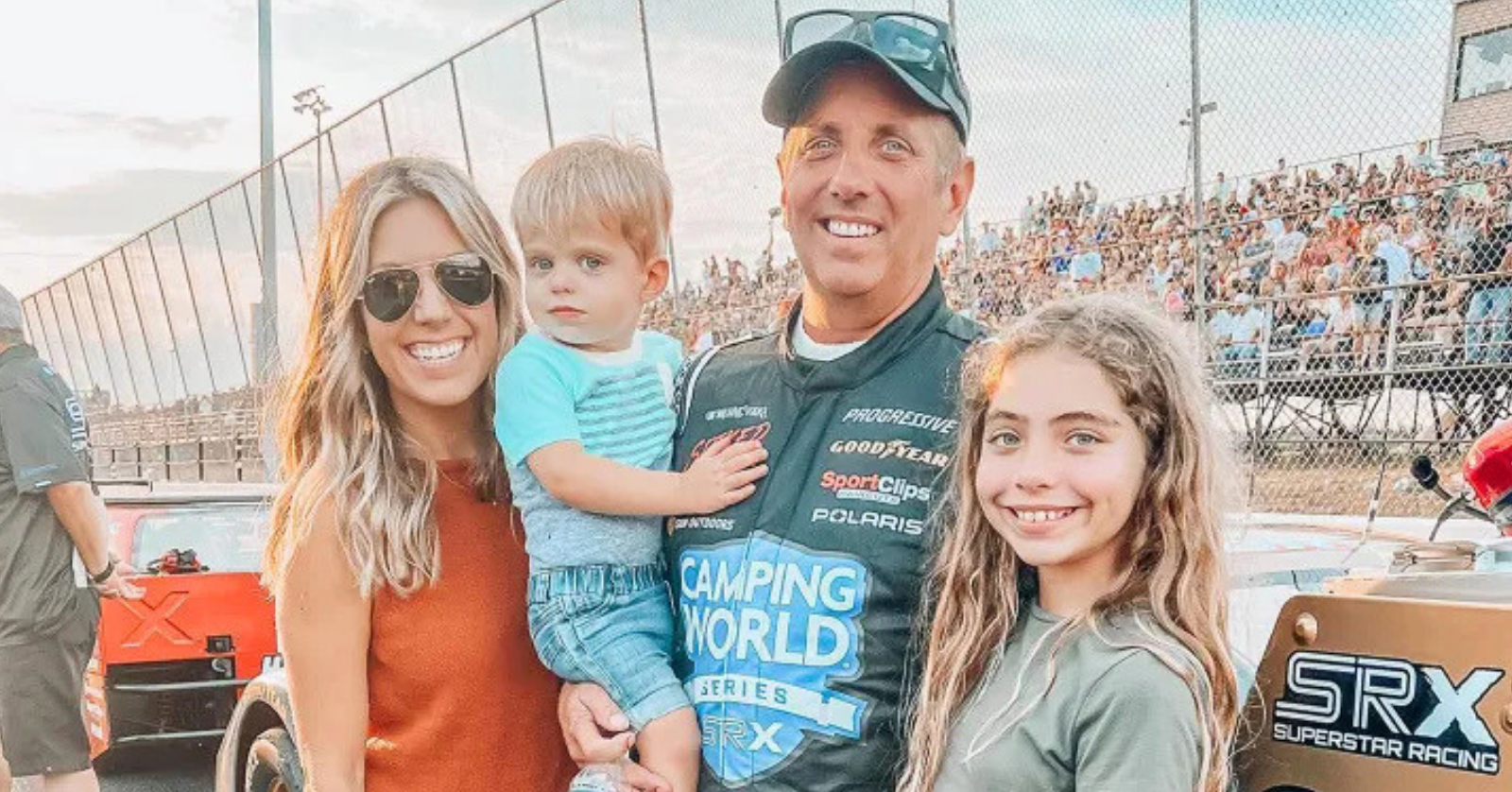 Greg Biffle and his wife Cristina, with their two kids Emma and Ryder