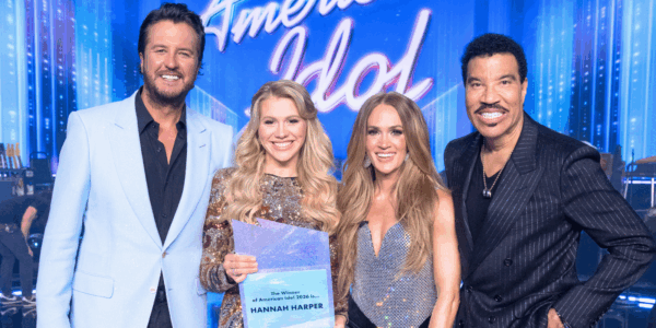 American Idol judges and Season 24 winner Hannah Harper pose together after her big win
