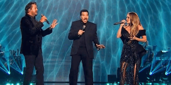 'American Idol' judges Luke Bryan, Lionel Richie, and Carrie Underwood perform during the finale