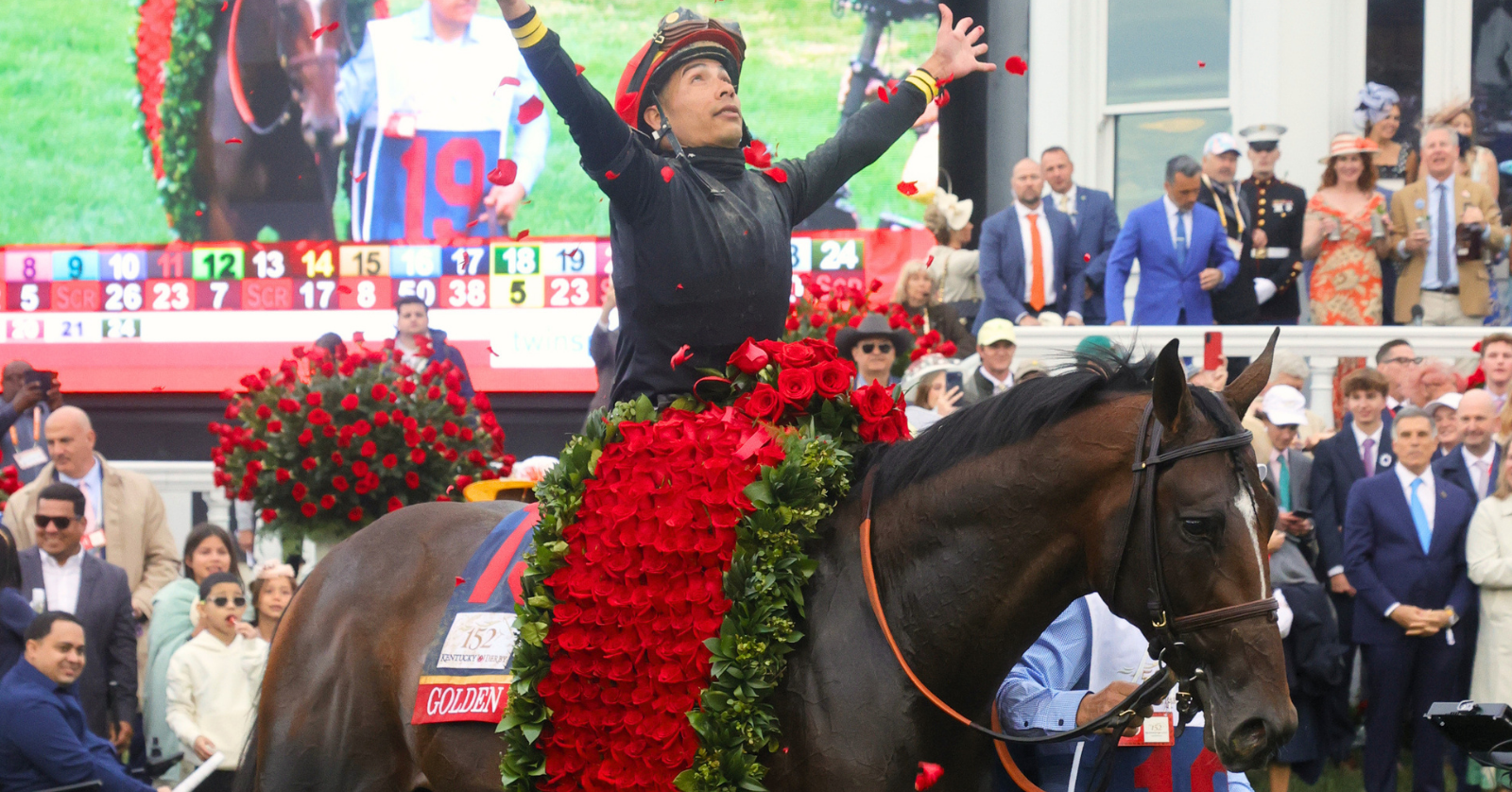 Jockey José Ortiz atop Golden Tempo after they won the 152nd Kentucky Derby in 2026, and their payout payment prize money has been revealed