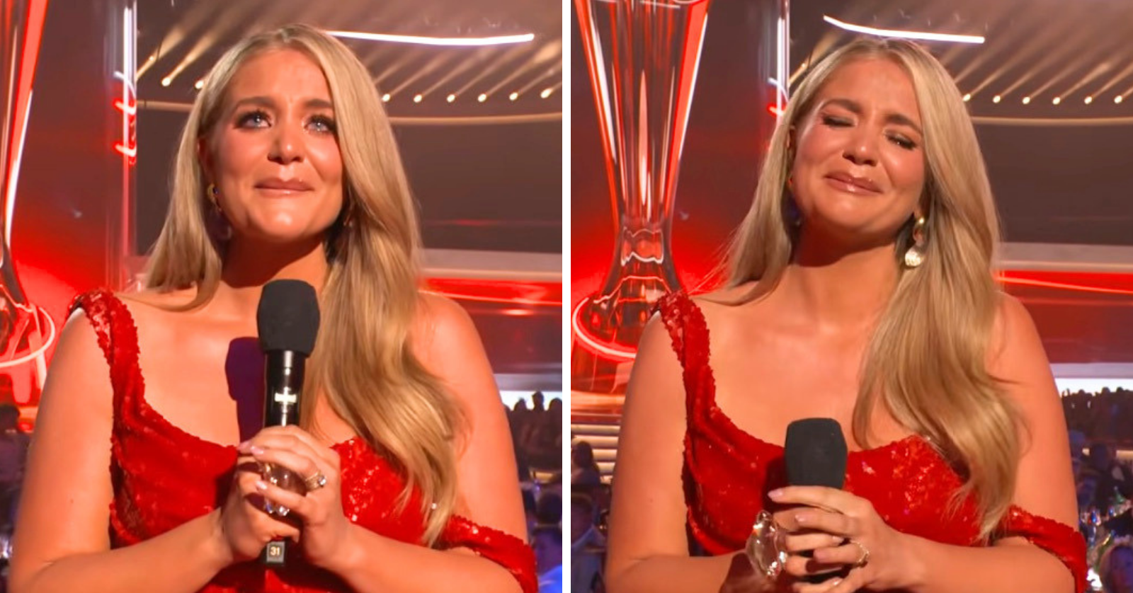 Lauren Alain breaks down in tears at the ACM Awards
