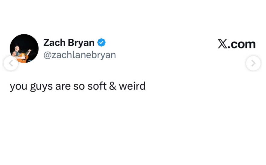 Zach Bryan calls his fans "sift and weird" when replying to a viral fan video criticizing him