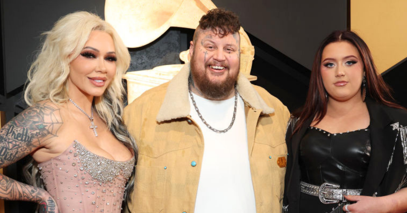 Bunnie Xo with Jelly Roll and his daughter Bailee at the Grammy Awards in 2024