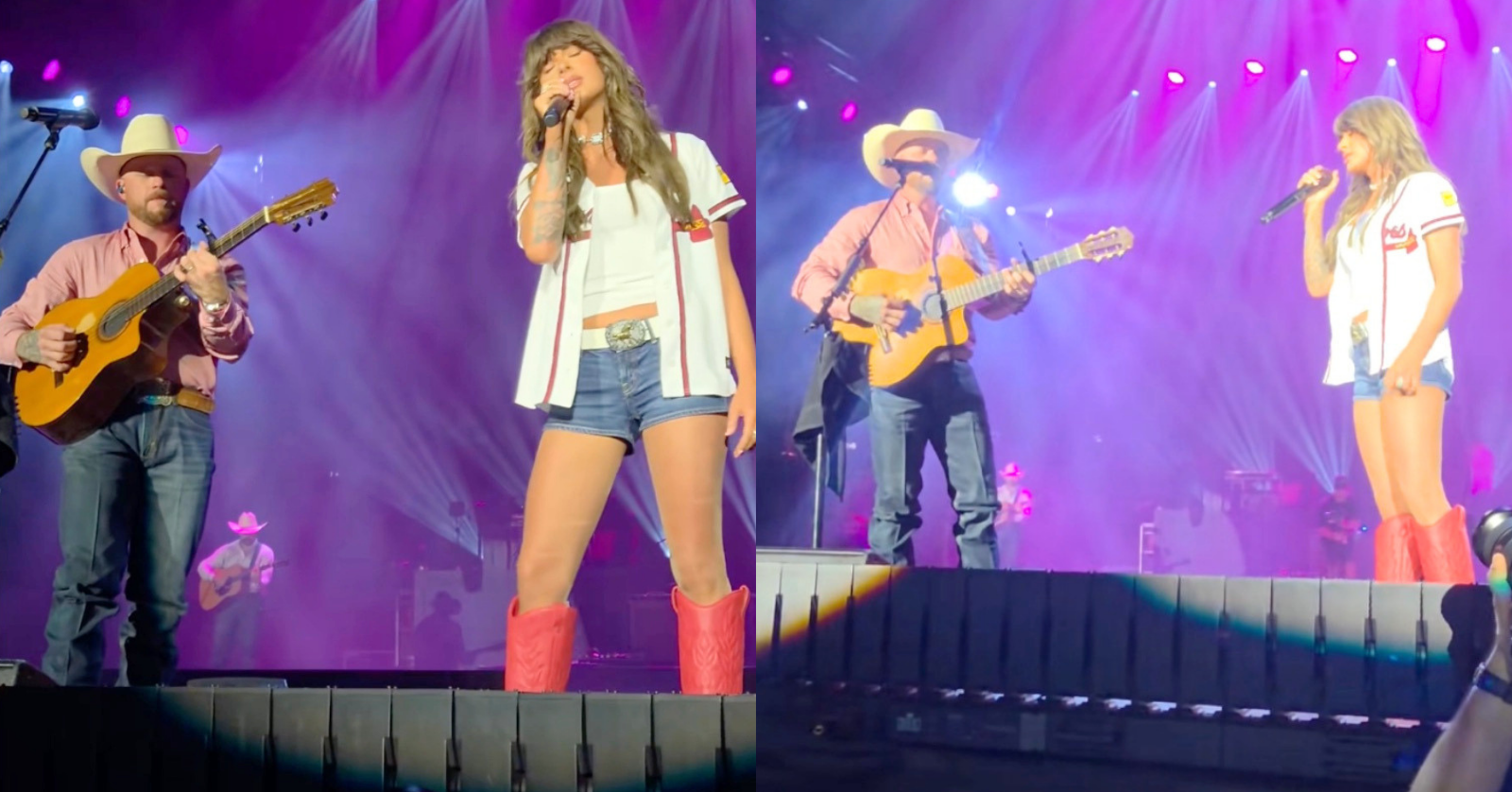 Cody Johnson and Ella Langley sang Reba McEntire's "Whoever's in New England" at Braves Country Fest on June 13
