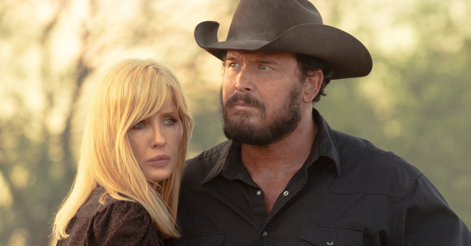 Kelly Reilly and Cole Hauser as Beth Dutton and Rip Wheeler in the Yellowstone spin-off Dutton Ranch which has been renewed for a second season