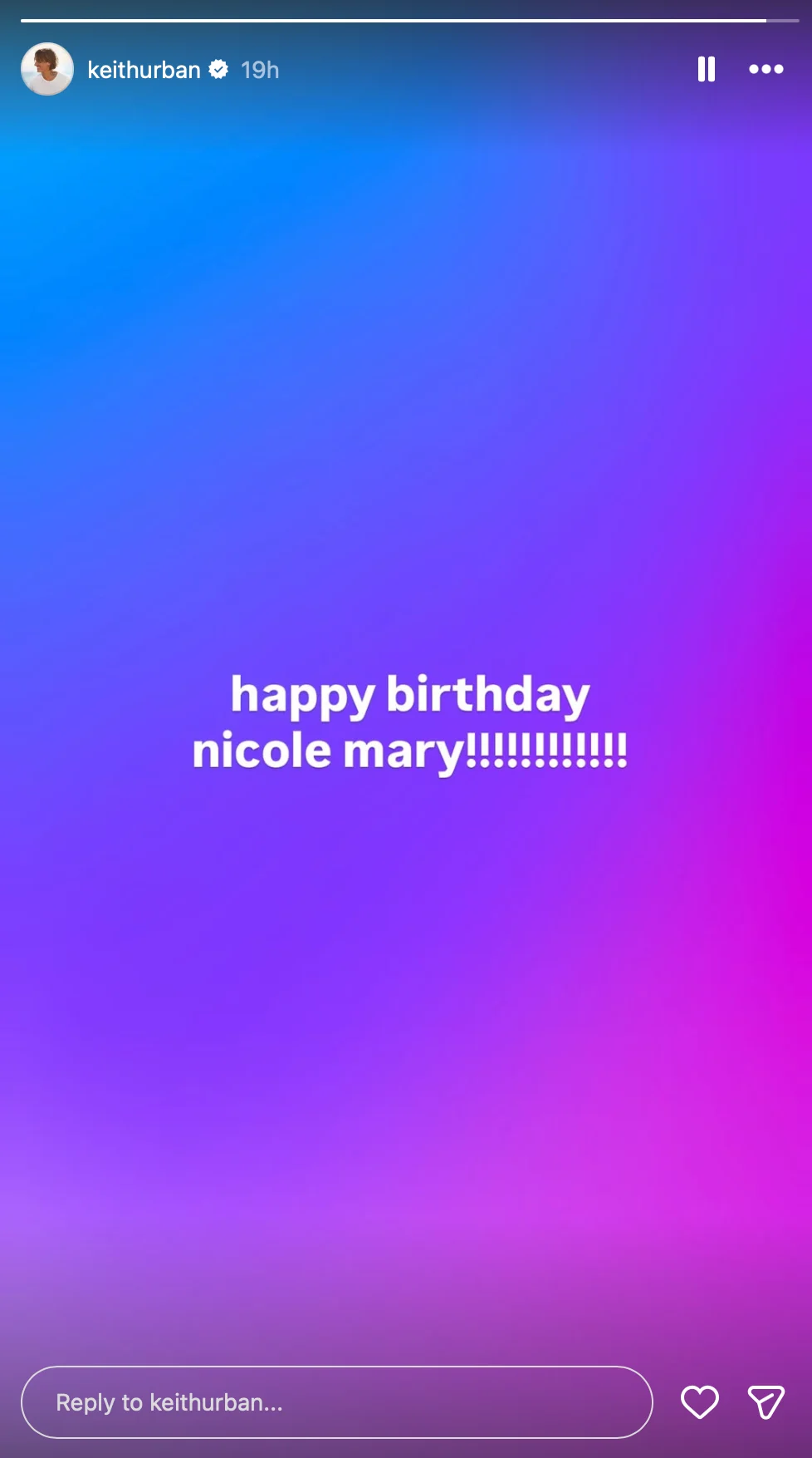 Keith Urban unexpected birthday message for Nicole Kidman