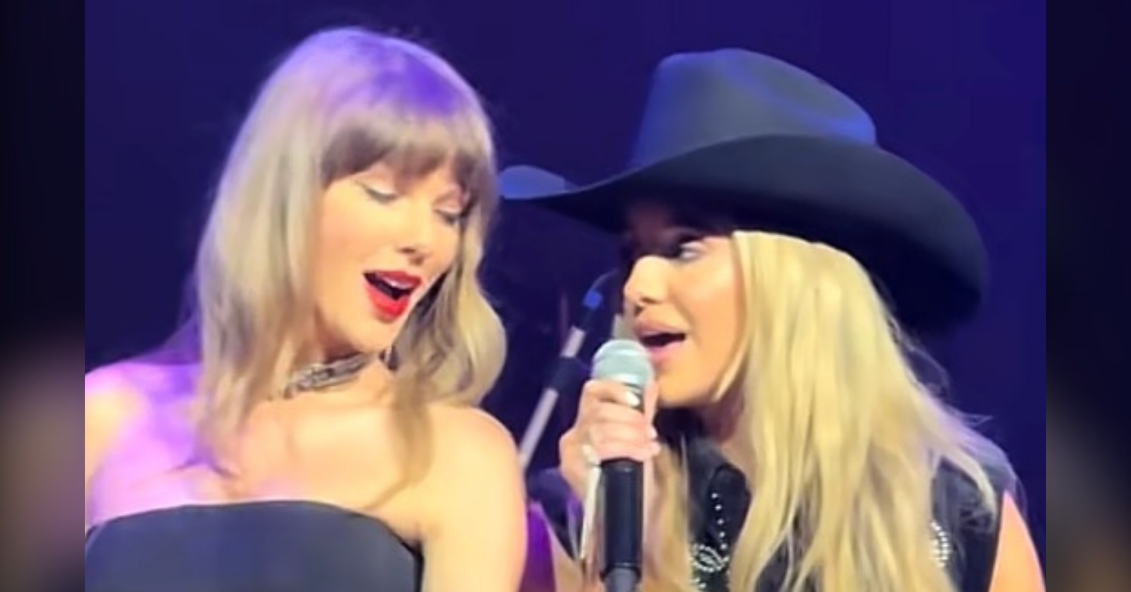 Taylor Swift and Lainey Wilson perform together at Tight End University event in Nashville