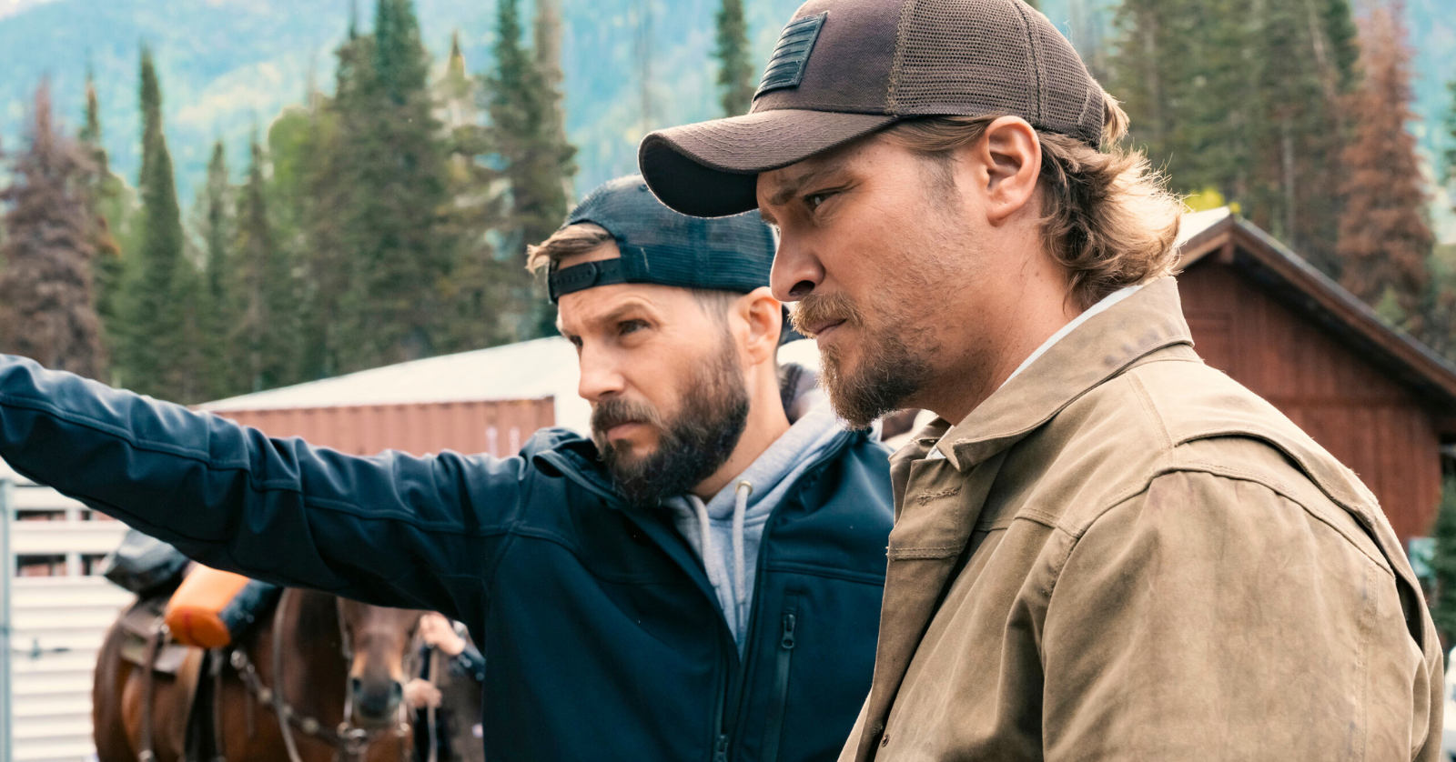 Logan Marshall-Green and Luke Grimes as Pete "Cal" Calvin and Kayce Dutton in Season 1 of Marshals