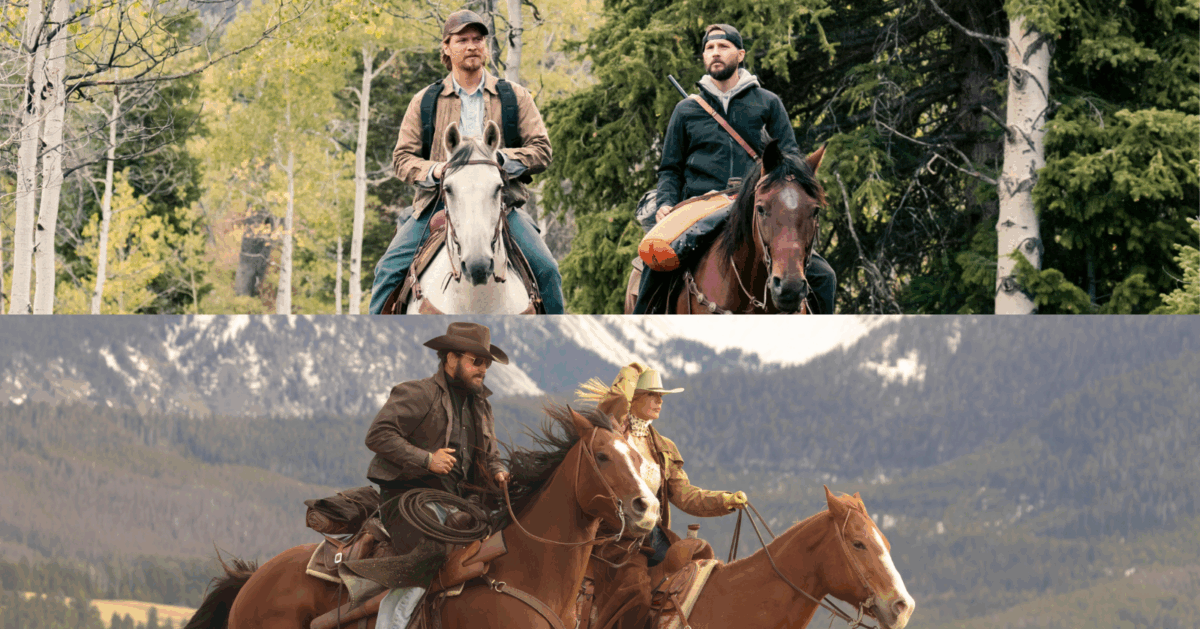 Luke Grimes and Logan Marshall-Green in Marshals, Cole Hauser and Kelly Reilly in Dutton Ranch