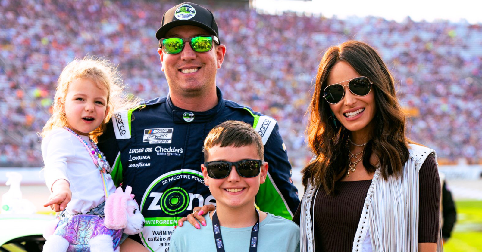 Samantha Busch and Kyle Busch with their two children: son Brexton and daughter Lennix