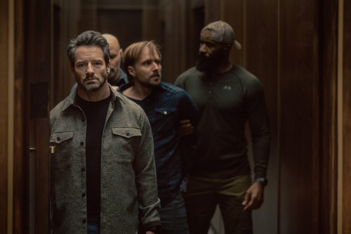 L-R: Ian Bohen as Grady, Sandi Todorovic as Alex, LaMonica Garrett as Tucker, in Lioness, episode 5, season 3, streaming on Paramount+, 2026.
