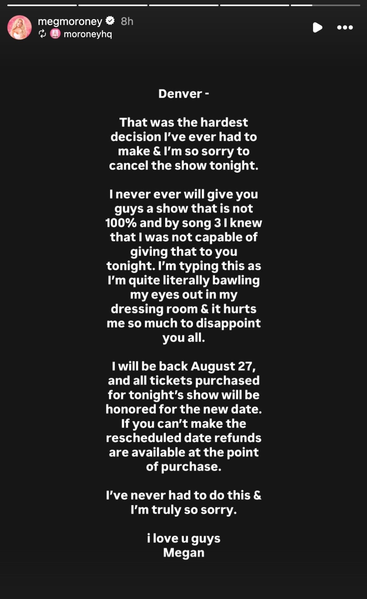 Megan Moroney releases statement after ending her show after just 3 songs 