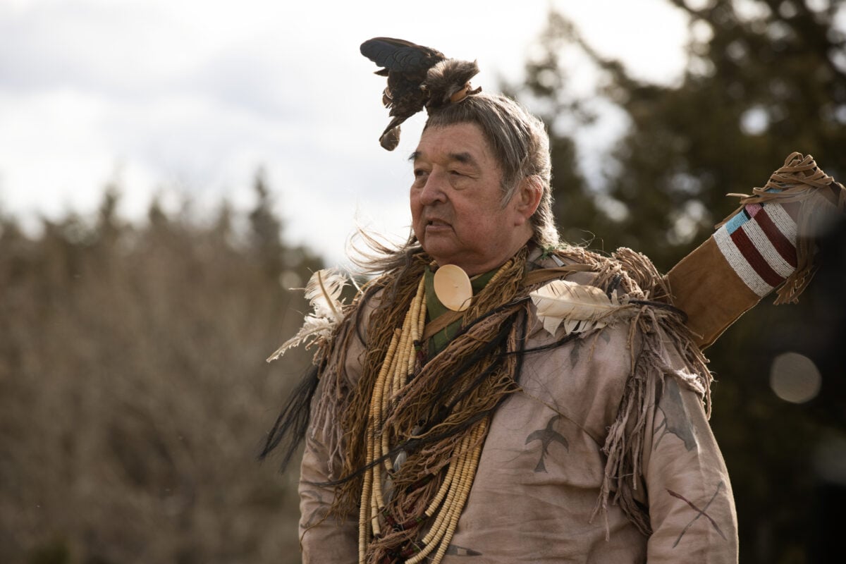 Pictured: Graham Greene as Spotted Eagle of the Paramount+ original series 1883. Photo Cr: Emerson Miller/Paramount+ © 2022 MTV Entertainment Studios. All Rights Reserved.
