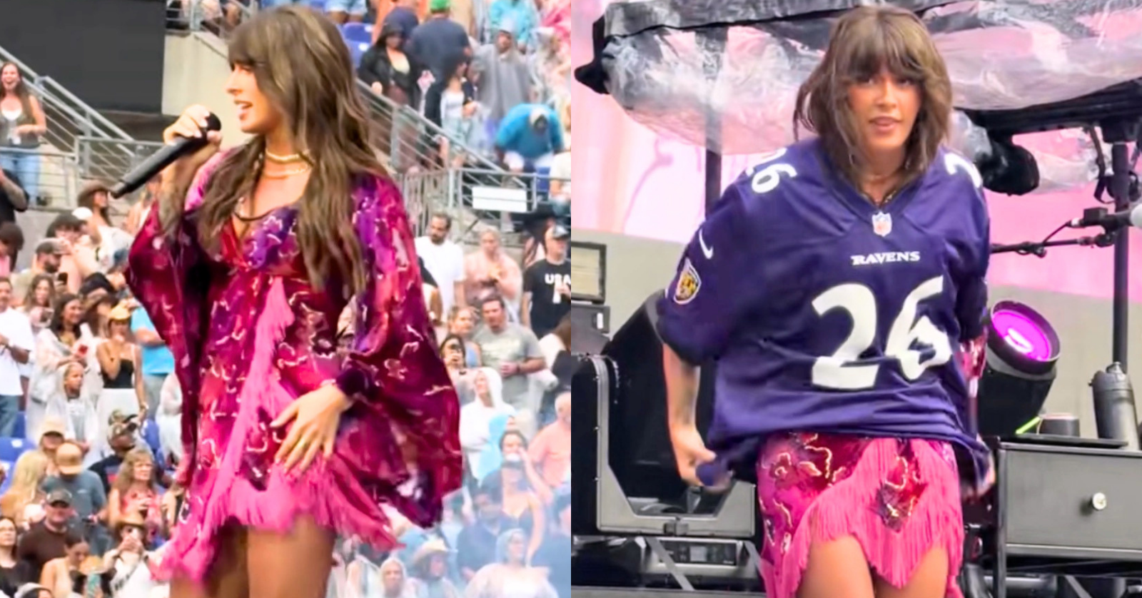 Ella Langley suffered a wardrobe malfunction two songs into her set in Baltimore when her entire dress came unzipped
