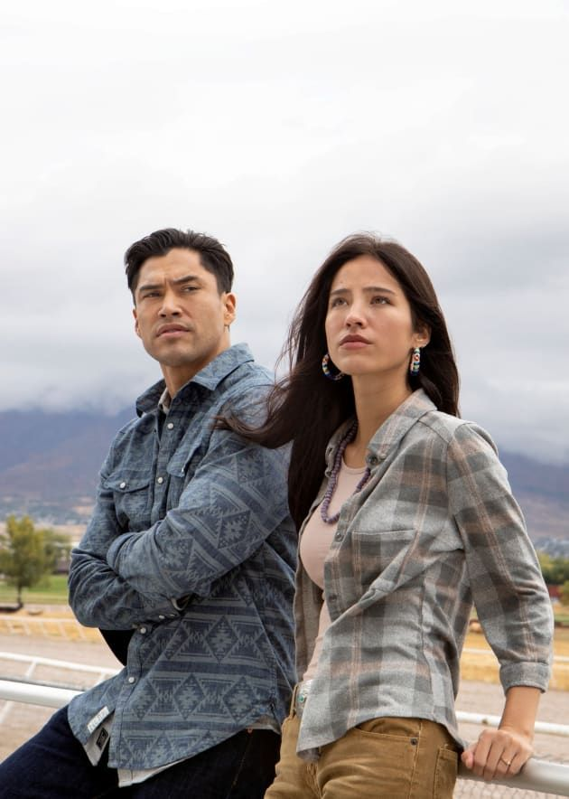 Martin Sensmeier as Martin, and Kelsey Absille as Monica on Yellowstone (Photo Credit: TV Fanatic)