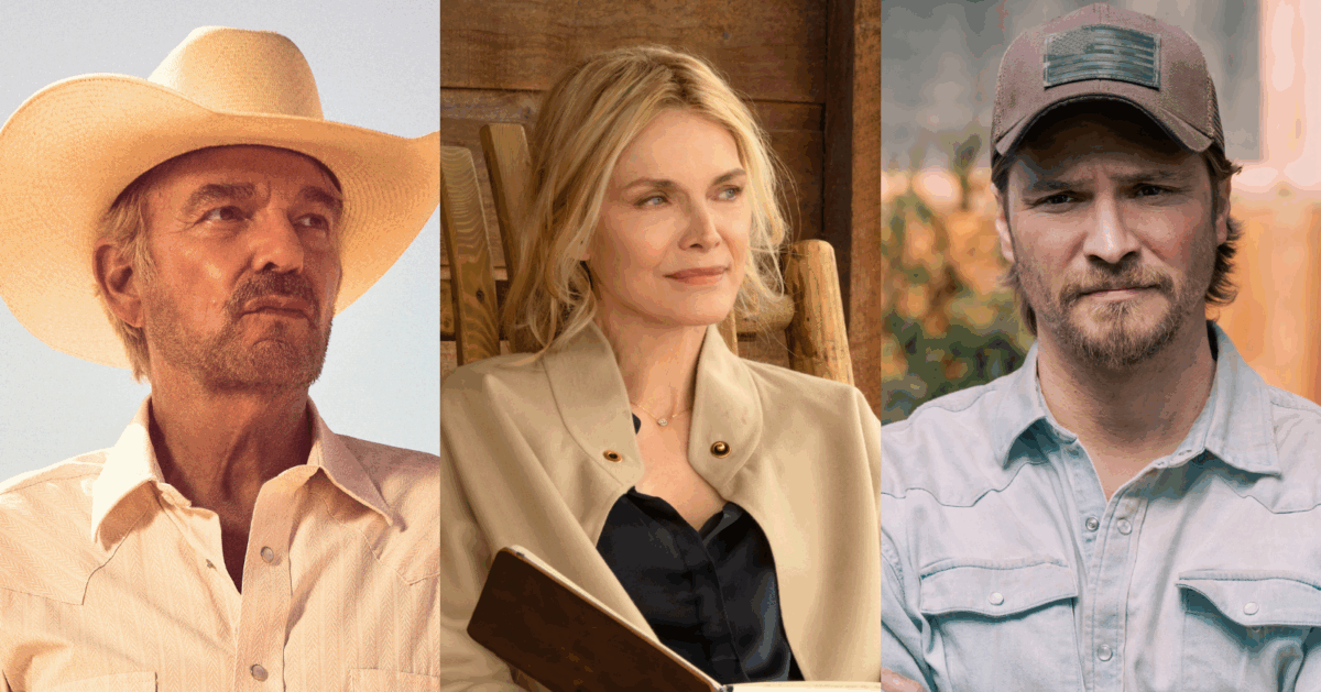 Billy Bob Thornton in 'Landman', Michelle Pfeiffer in 'The Madison,' and Luke Grimes in 'Marshals' (Photo Credit:Emerson Miller/Paramount+, Christopher Saunders/CBS)