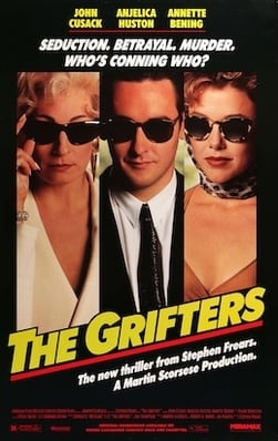Movie poster for the 1990 film The Grifters with Annette Bening
