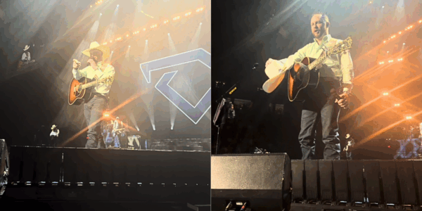 As Cody Johnson performed "Travelin' Soldier," he took a moment to honor a real-life "travelin' soldier" who was watching the concert while deployed thanks to his wife.