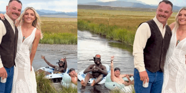 An outdoor wedding was crashed by Shaboozey in an unusual way, as the country artist floated past the ceremony on an intertube...