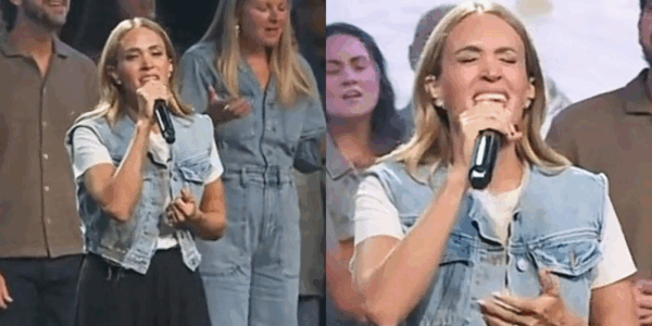 Carrie Underwood performs at her local church