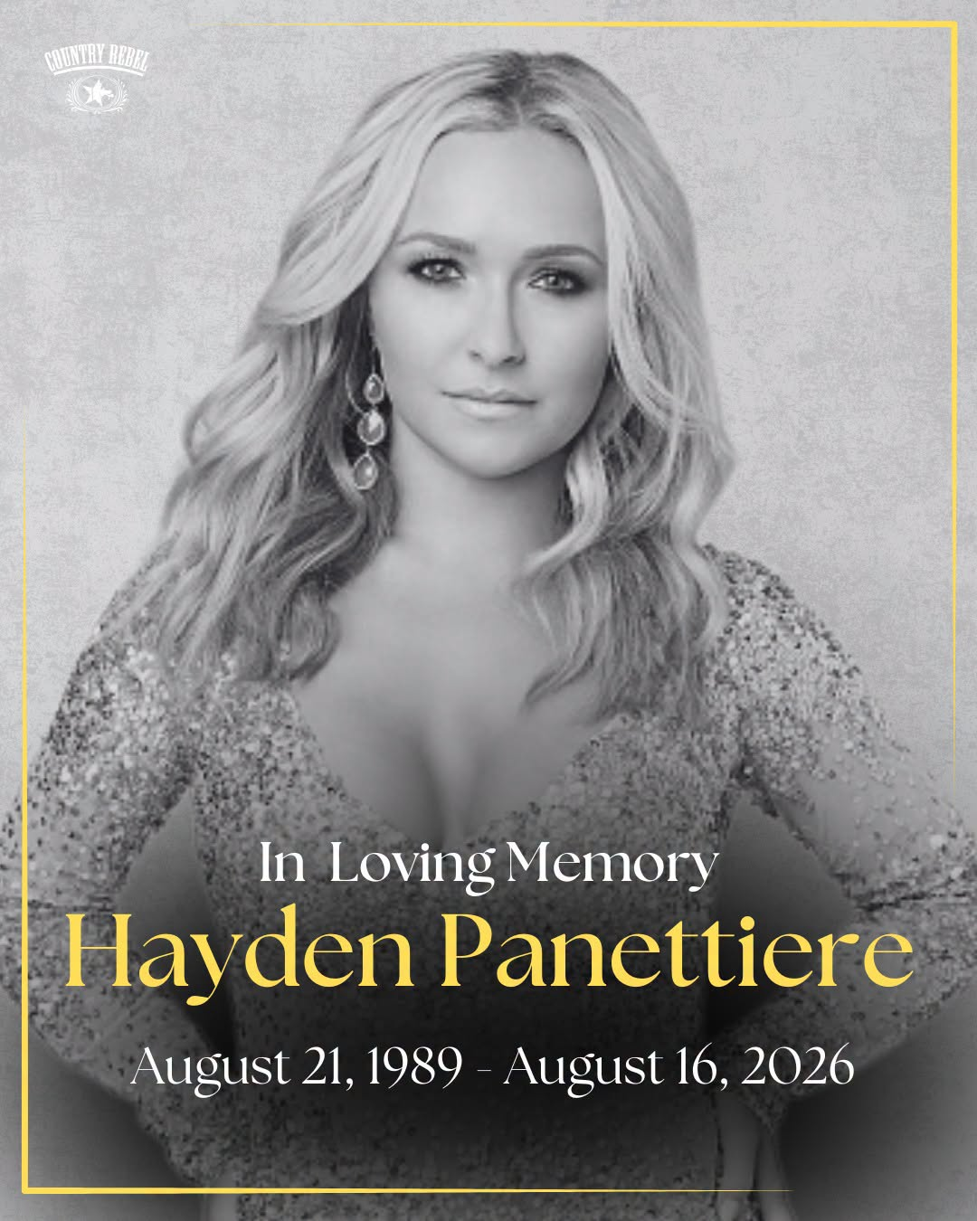Hayden Panettiere has died at the age of 36 on August 16, 2026