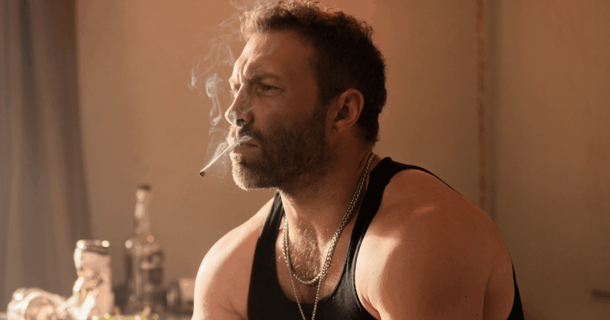 Jai Courtney in a scene from Dutton Ranch in which he plays the troubled character Rob-Will Jackson