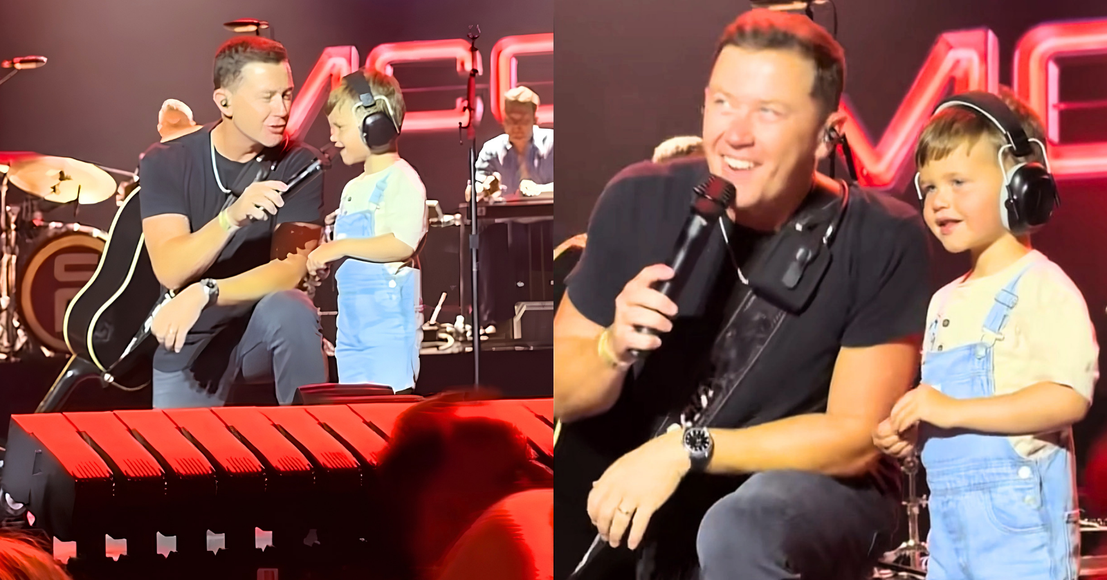 Scotty McCreery brings his three-year-old son Avery onstage to sing "Cab in a Solo" duet
