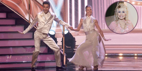 Ezra Sosa and Julia Stiles dance to Dolly Parton's "9 to 5"