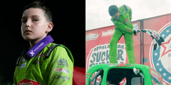 Brexton Busch continues following in his late father's footsteps, winning a tense photo-finish race and celebrating in the way Kyle Busch was known for.