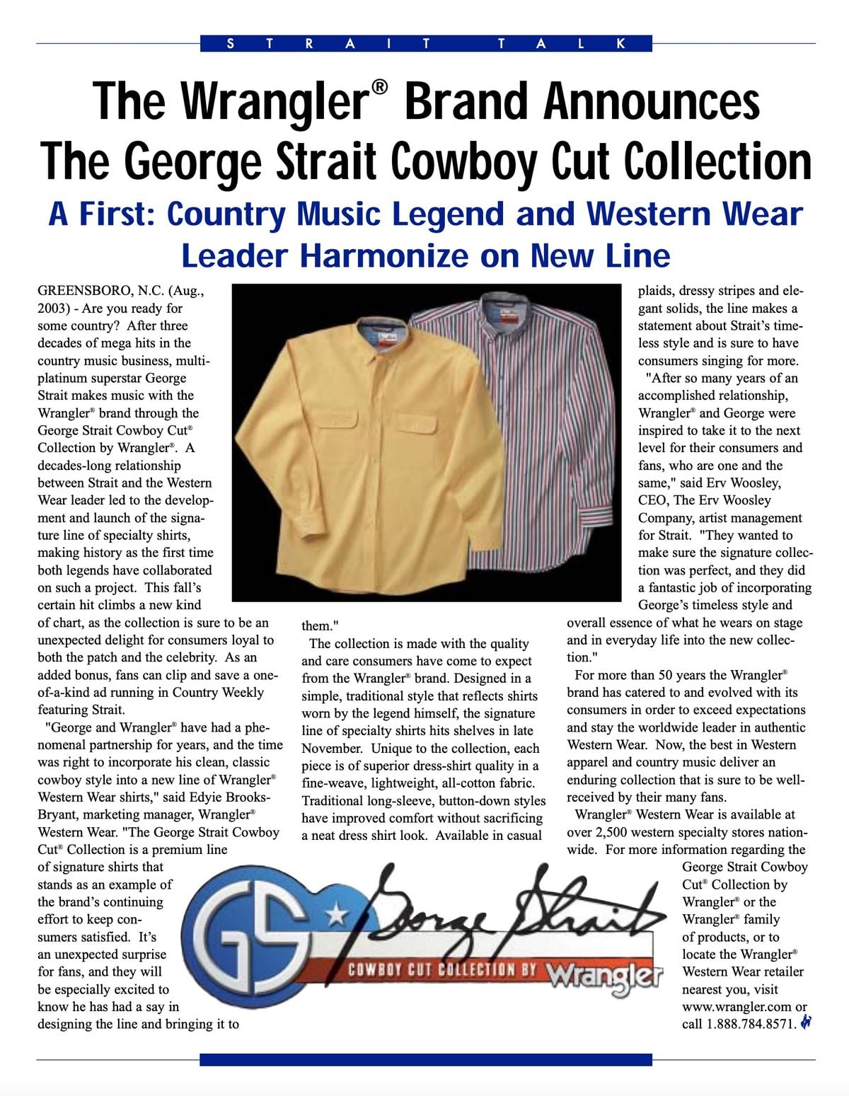 George Strait announces partnership with Wrangler in his Strait Talk newsletter