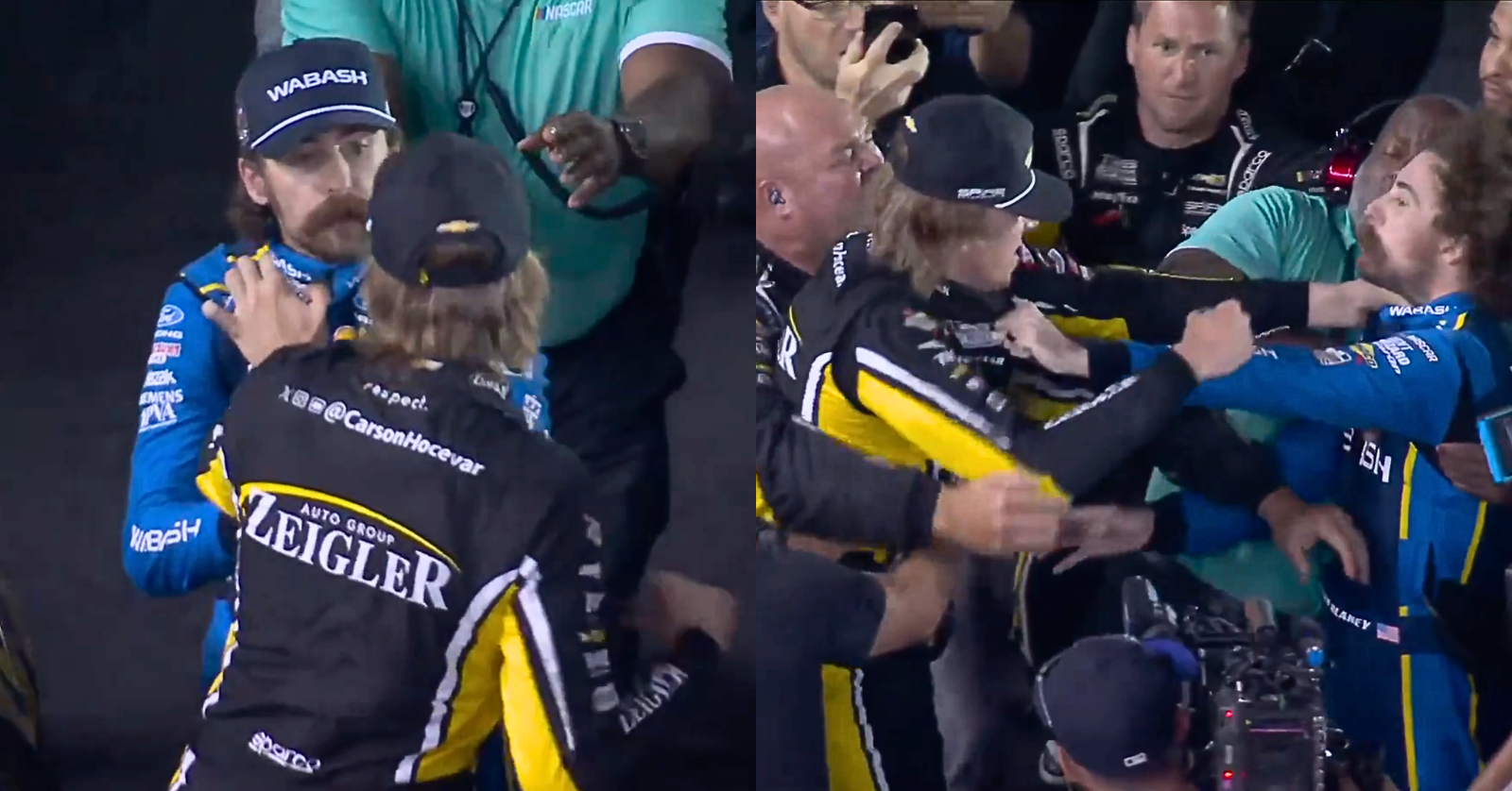 During the NASCAR Cup Series race at Bristol Motor Speedway, a fight between Carson Hocevar and Ryan Blaney overshadowed the winner of the race.