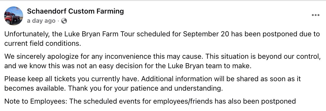 Schaendorf Dairy announces Farm Tour show cancellation (Photo Credit: Schaendorf Custom Farming / Facebook)