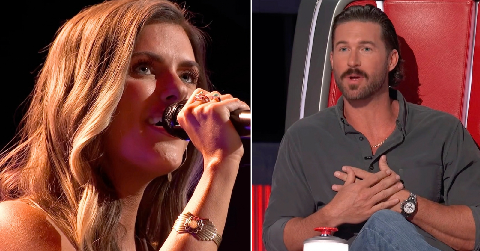 Caroline Alexis, age 25, auditions for Season 30 of The Voice with Rascal Flatts' "Take Me There," her coach is Riley Green