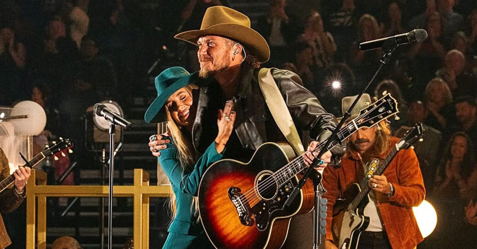 At the Dove Awards, Christian artist Brandon Lake was joined by country star Lainey Wilson for a performance of their song "The Jesus I Know Now."